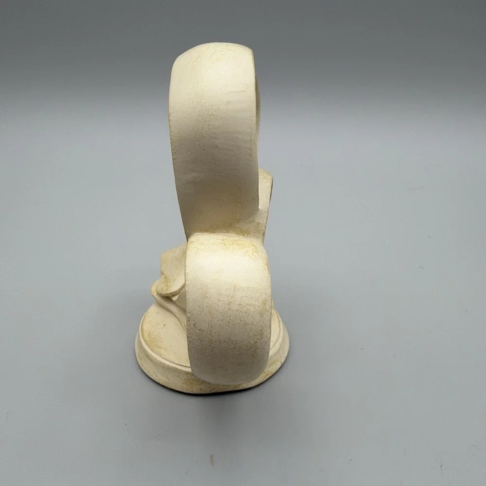 Wedding Cake Topper Wooden Double Heart Luster Tan Sculpture 4.5 inch tall